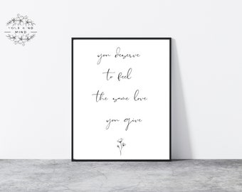 YOU DESERVE LOVE, Mental Health Poster, Office Decor, Therapy Decor