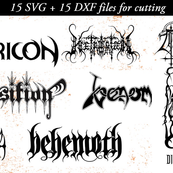 Metal music bands logo, SVG and DXF files for cutting