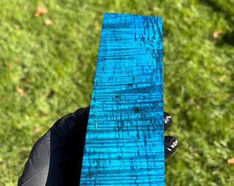 Stabilized Curly Spalted Maple Block - Brilliant Blue