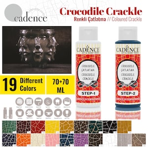 Cadence Crocodile Crackle 70+70ML / 2.37+2.37oz – 2-Step Colored Crackle Medium | Water-Based Textured Finish in 19 Vibrant Color Options