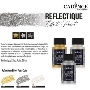 Cadence Reflectique Effect Paint 50ml (1.69 oz) – Water-Based Pearl Reflective Paint for Decorative Surfaces