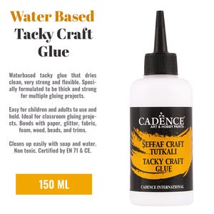 Cadence Tacky Craft Glue 150ML / 5.07oz – Strong Flexible Water-Based Glue for Paper, Fabric, Foam, Wood – Kid-Friendly & Non-Toxic