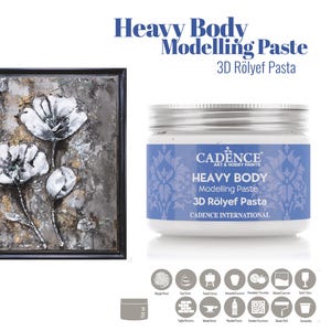 Cadence 3D Heavy Body Modellierpaste 150 ml - Halbmattes, rissfreies Texturgel für glatte und dimensionale Reliefkunst