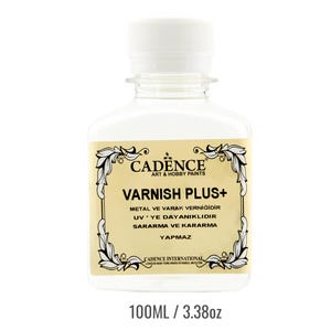 Cadence Varnish Plus 100ML / 3.38oz - Lakier do folii na bazie rozpuszczalnika | Błyszczący, szybkoschnący lakier bezbarwny do projektów z imitacją liści metalu