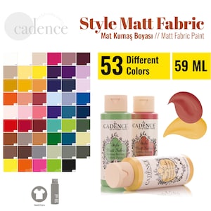 Cadence Matt Fabric Paint 59ml (2 oz) – Water-Based, Matte Finish Textile Paint for Cotton, Clothing, and DIY Fabric Projects