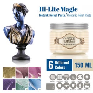 Cadence Hi-Lite Metallic Relief Paste 150ml (5.07 oz) – Iridescent Water-Based Paste for Dimensional Art, Crafts, and Textured Decor