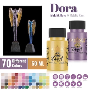 Cadence Dora Metallic Paint 50ML / 1.69oz – Two-Tone Shimmer Acrylic – High Gloss Decorative Finish – Water-Based, Easy to Use - 70 Colors