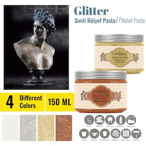 Cadence Glitter Relief Paste 150ML / 5.07oz – Dimensional Glitter Texture for Crafts – Water-Based, Stencil or Freehand Use