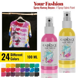 Cadence Your Fashion Spray Fabric Paint 100ML / 3.38oz – Water-Based, Soft Finish, Machine Washable, Vibrant Colors for Cotton Fabrics
