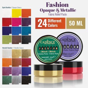 Cadence Fashion Opaque / Metallic Fabric Relief Paste 50ml (1.69 oz) – Dimensional Water-Based Paste for Stencil & Textile Art