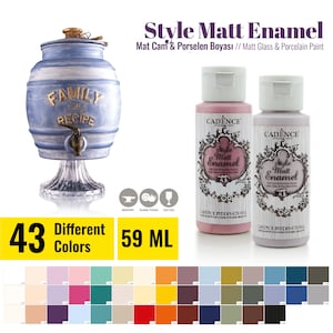 Cadence Enamel Matt Glass Porcelain Paint 59ml (2 oz) – Water-Based Matte Pastel Paint for Dishwasher Safe Vintage Decor - Glass Paint