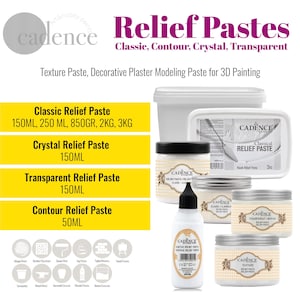 Cadence Classic, Contour, Crystal, Transparent Relief Paste Options – Texture Paste, Decorative Plaster, Modeling Paste for 3D Painting