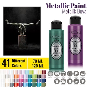 Cadence Metallic Farbe 70ML / 2.36oz - 120ML / 4.06oz – Perlglanz-Acryl auf Wasserbasis – Für Holz, Stoff, Keramik und Mehr