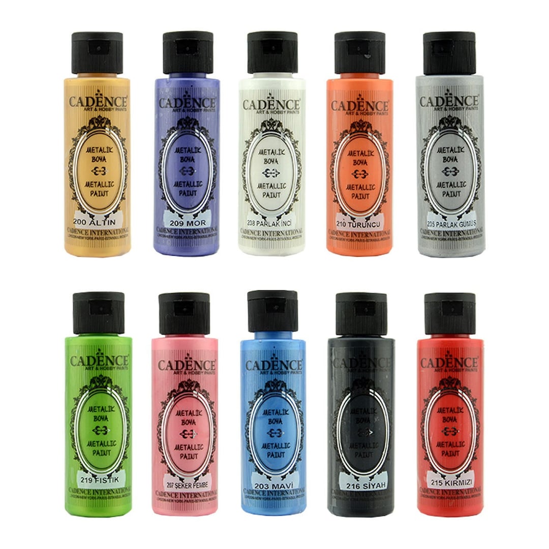 Cadence Metallic Paint 70ml/2,35oz 10 Color Acrylic Metallic Paint Set