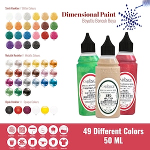 Cadence Glitter / Metallic Acrylic Dimensional Paint 50ml (1.69 oz) – 3D Bead Effect, Metallic & Glitter Colors for Fabric - Crafts