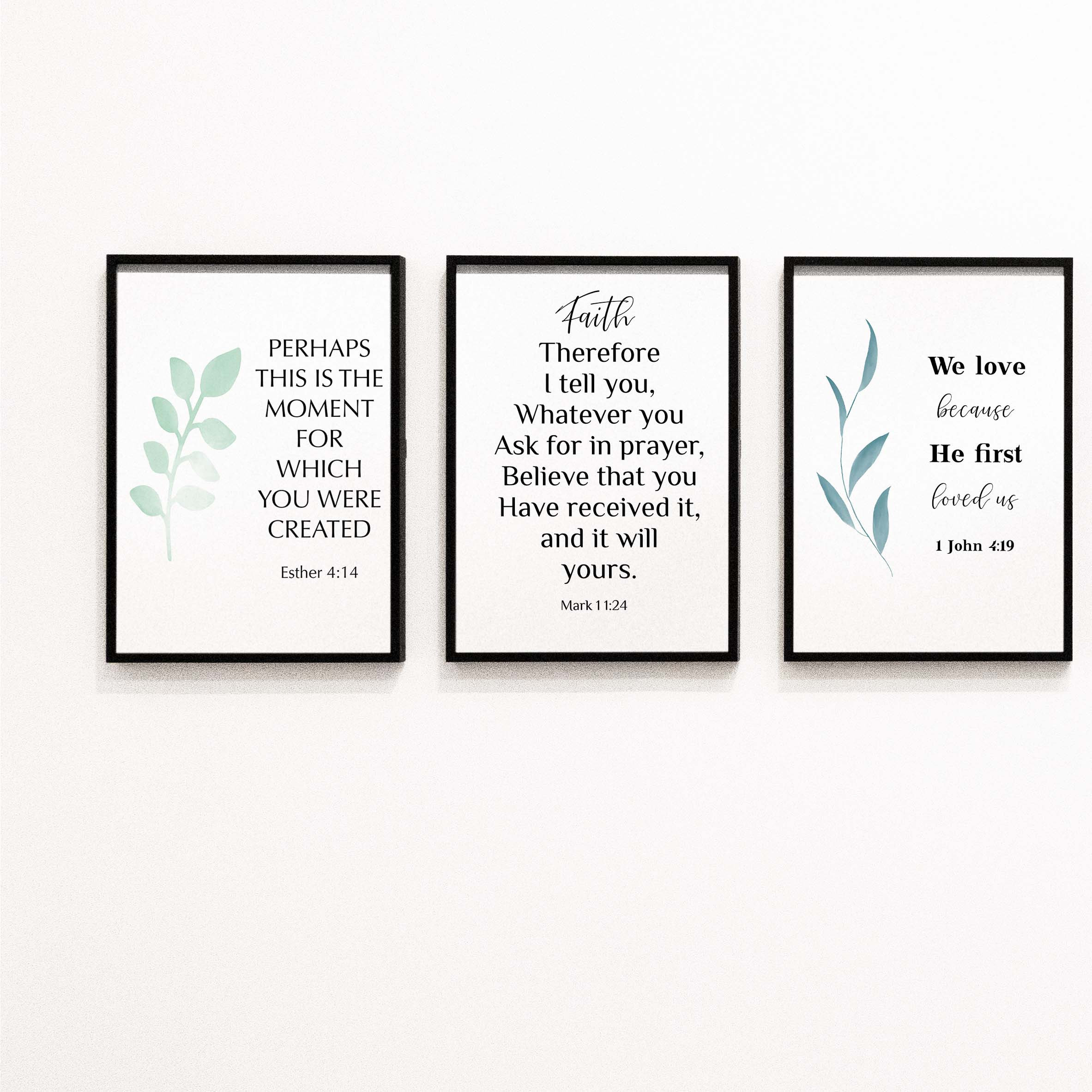 Bible Verse Wall Art Gallery Set of 3 Prints, Scripture Bundle Print ...