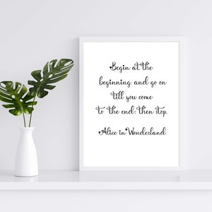 Alice In Wonderland Printable Book Lovers Decor, Alice In Wonderland Quote Poster Wall Art,