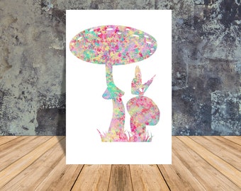 Mushrooms Wall Art, Abstract Mushrooms Art, Colorful Mushrooms Wall Art Digital Print, Wall Art Home Decor