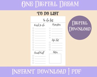 To Do List Printable A5, Daily List, Productivity List, Daily Schedule Pdf, Every Day List, Daily Productivity Plan