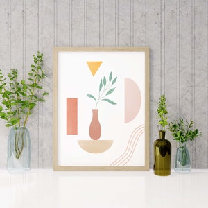 Mid Century Modern Wall Art Home Decor, Mid Century Poster, Mid Century Neutral Geometric Printable Art