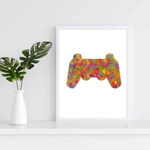 Game Room Decor, Abstract Game Room Print, Game Controller Digital Art, Video Game Controller Digital Print