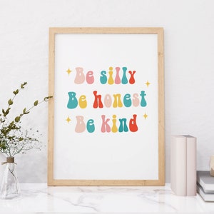 Digitaler Spruch, Be Kind, Kunstdruck Zitat Retro, inspirierendes Zitat, druckbare Wandkunst