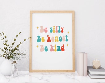 Digital Quote Print, Be Kind, Art print Quote Retro, Inspirational Quote, Printable Wall Art