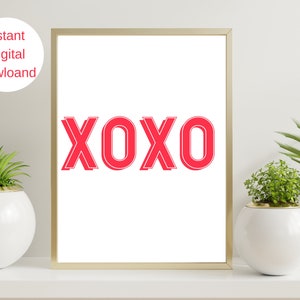 XOXO - Hugs And Kisses Wandkunst, XOXO Druck, Wanddeko Schild, Valentinstag Wandkunst, Digitaldrucke