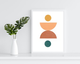 Mid Century Modern Wall Art Home Decor, Mid Century Poster, Mid Century Neutral Geometric Printable Art