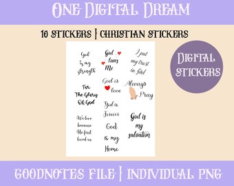 Christian Goodnotes Stickers, Bible Journal Stickers, Faith Quotes Individual PNG, Christian Digital Planner Stickers
