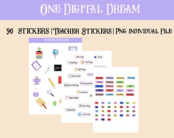 Teacher Stickers, School Digital Stickers, Digital Planner stickers, Individual PNG File