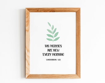 Bible Verse, Lamentations 3:23, Christian Artwork, Christian Home Decor, Christian Print, Minimalist Bible Verse