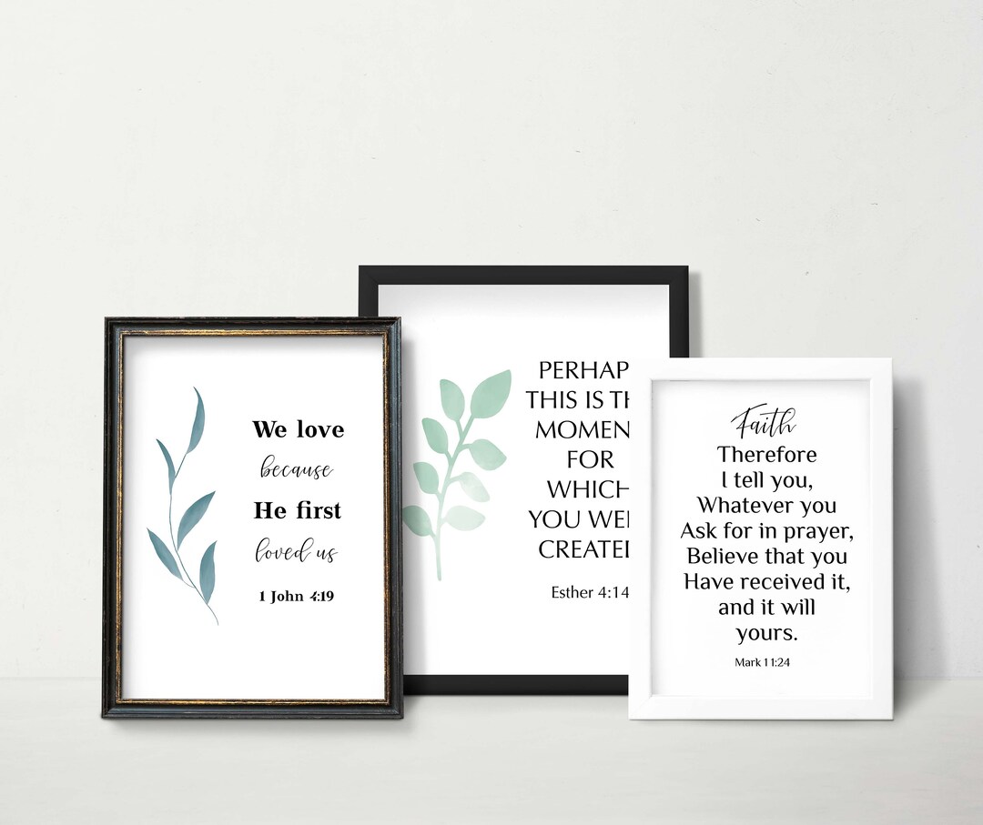 Bible Verse Wall Art Gallery Set of 3 Prints, Scripture Bundle Print ...