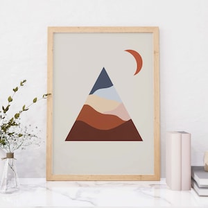 Mid Century Modern Print, Mid Century Art, Mountain Modern Decor Wall Art, Printable Mid Century Home Decor