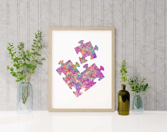 Puzzle Sztuka cyfrowa, Sztuka gier, Abstrakcyjna układanka, Sztuka abstrakcyjna puzzli, Wydruk puzzli, Dekoracja pokoju gier