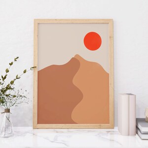 Wall Hangings Mid Century Desert Landscape, Desert Art Print Home Decor, Boho Modern Desert Digital Prints