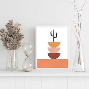 Minimalist Mid Century Home Decor, Mid Century Modern Wall Art, Mid Century Cactus Poster Instant Download