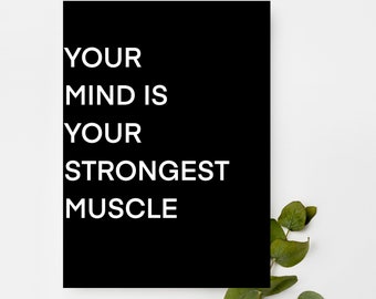 Fitness Wall Art, Printable Gym Decor, Motivational Quote Poster, Exercise Room Sign