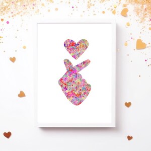 Korean Sign I Love You Wall Art Digital, Korean Sign Abstract Wall Art,  Love Finger Art, Abstract Heart Gesture