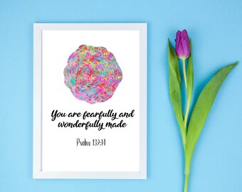 Psalm 139:14 Bible Verse Wall Art, Bible Verse Home Decor Printable, Christian Scripture Digital Download