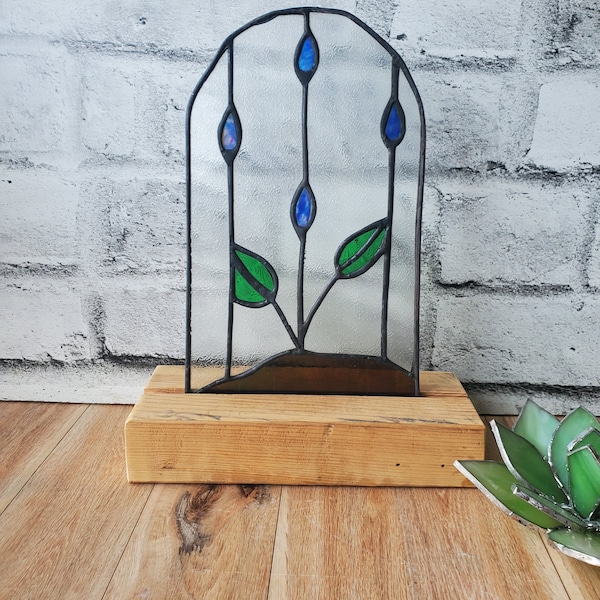 Stained glass flower, propagation station, Desktop Glass Art, Spring sprout, Sprout, Glass Rain, Spring Time, Flower Lover, Garden, office