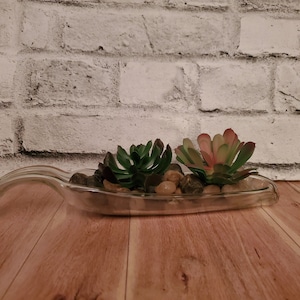 Slumped Clear Wine Bottle Tray | Upcycled Glass Spoon Rest or Cheese Board | Recycled Wine Bottle Art | Handmade Fused Glass Gift