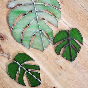 Monstera Leaf, Stained Glass Monstera  window hanging, Monstera suncatcher, large monstera, Plant Lover, Gift