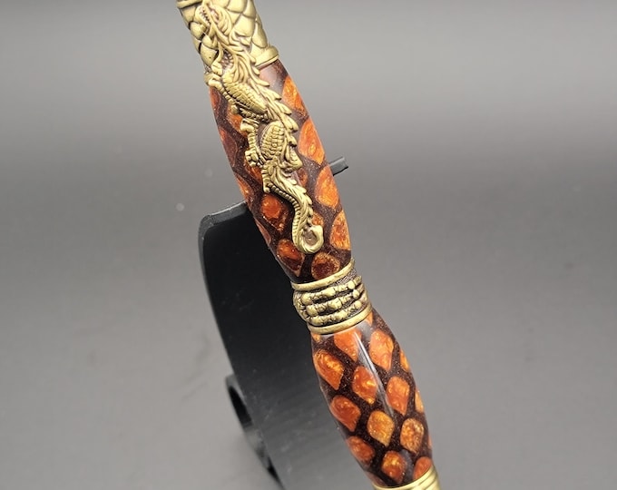 Dragon twist pen, Bronze Age, hand turned luxury ballpoint pen