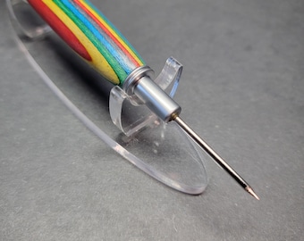 Seam ripper and stiletto combo, handmade rainbow wood sewing and quilting tool gift
