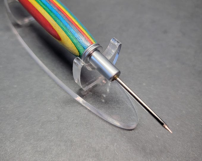 Seam ripper and stiletto combo, handmade rainbow wood sewing and quilting tool gift