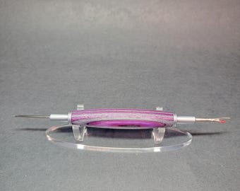 Seam ripper and stiletto combo, handmade purple wood sewing and quilting tool gift