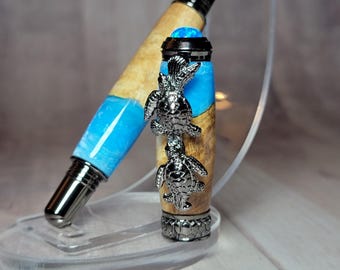 Turtle pen, handcrafted rollerball pen