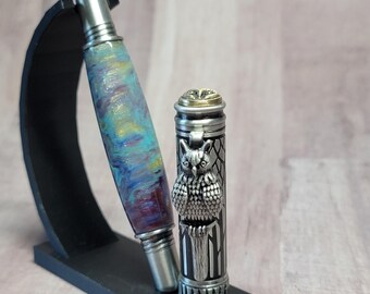 Owl pen, colorful handcrafted rollerball pen