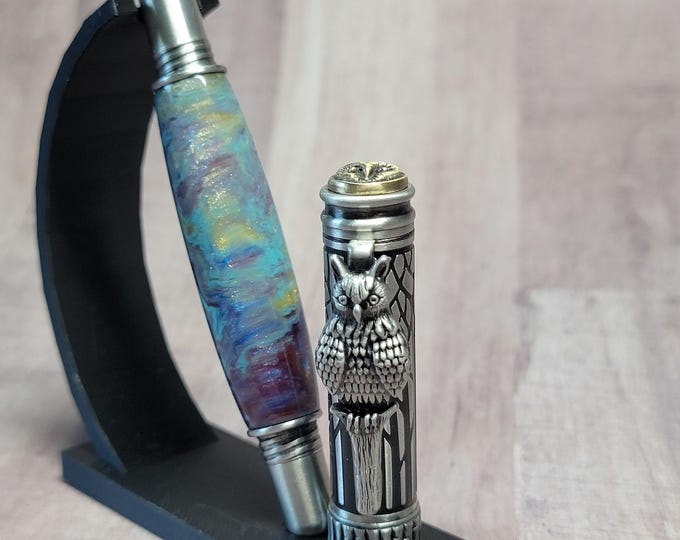 Owl pen, colorful handcrafted rollerball pen
